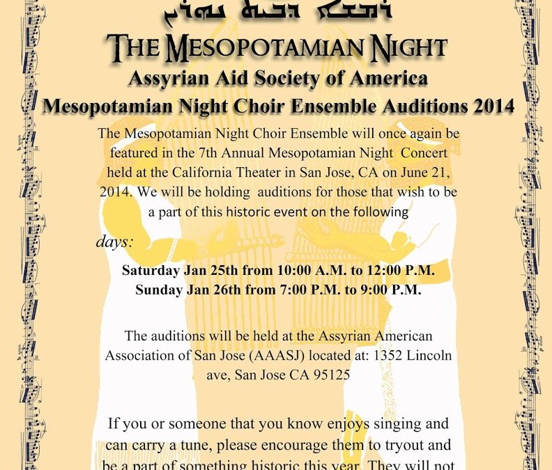 Mesopotamian Night Choir Ensemble Auditions 2014