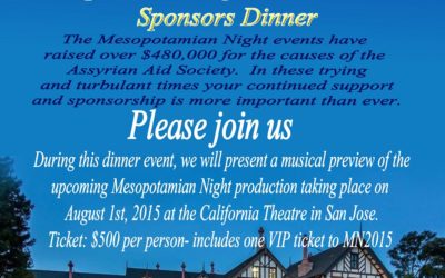 Mesopotamian Night Sponsors Dinner June 6, 2015 Fundraiser